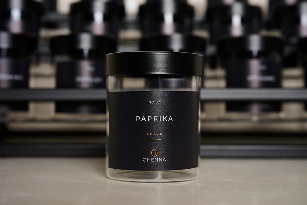 6 jars with matte black lid and black label