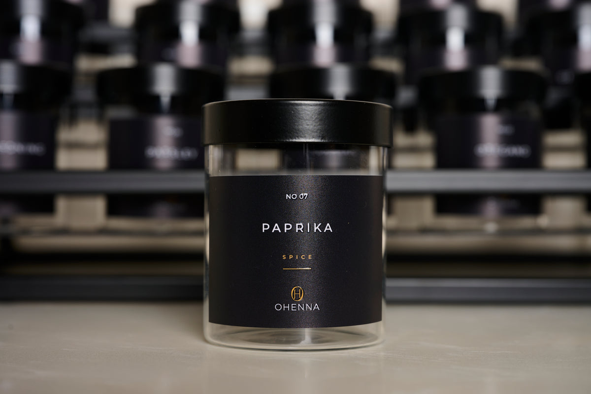 6 jars with matte black lid and black label